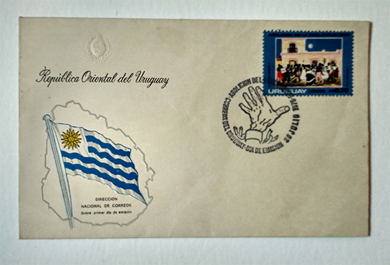 . Envelope with commemorative stamp on the Abolition of Slavery . Photo: Figari Museum