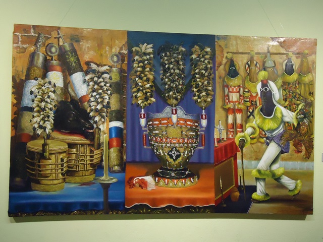 House of Africa Museum. Mural showing traditional religious items  . Photo: House of Africa