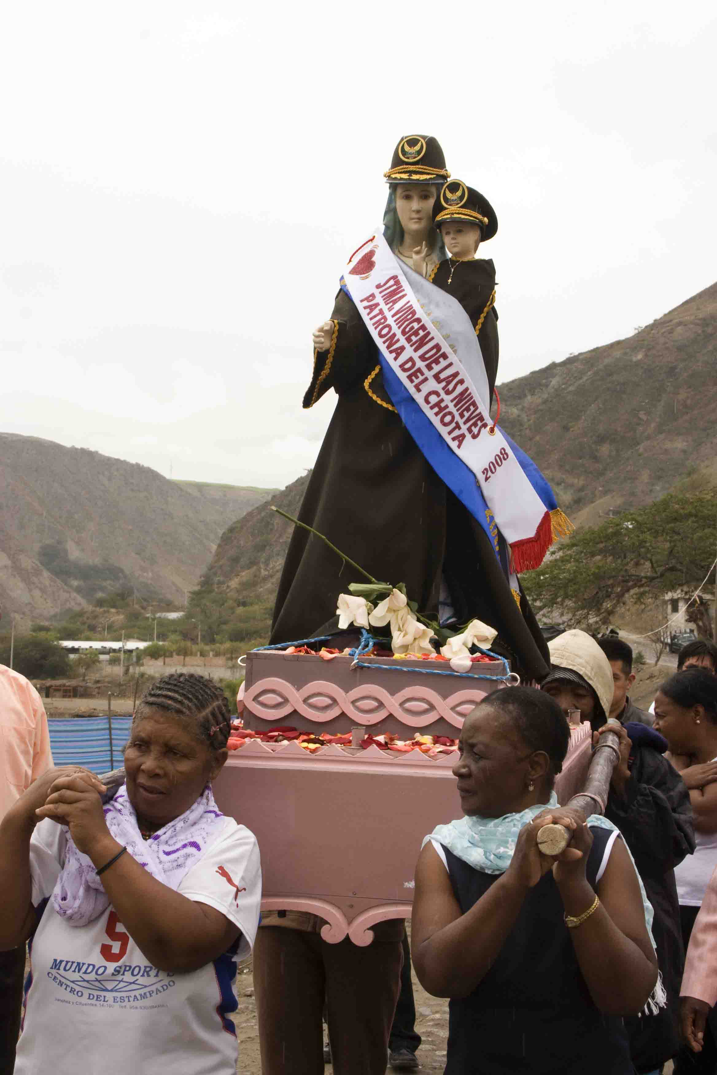 Celebration Virgen de las Nieves-Chota community. Procession of the Virgen de las Nieves. 
