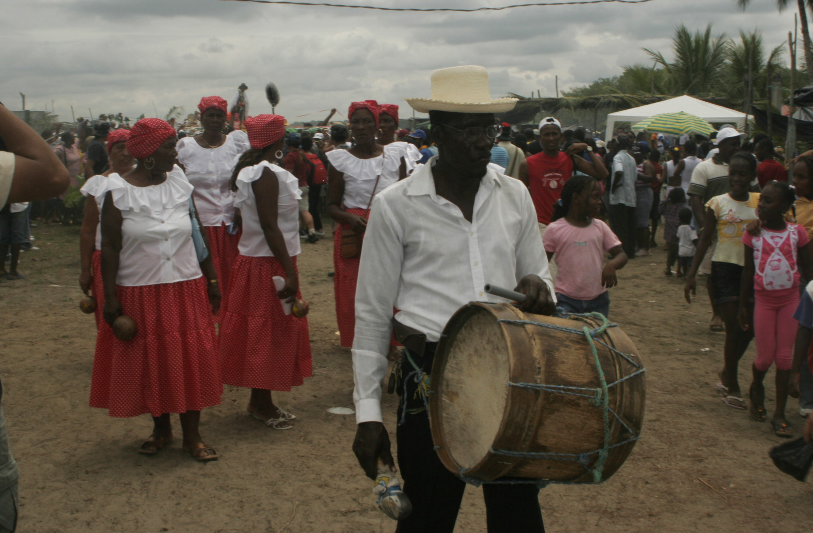 San Martin procession. Drum beats and songs in San Martin procession. 