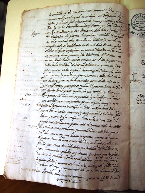  Report by Esmeraldas' Lieutenant Governor (Manuscript)  . Heritage document in the National Archive of Ecuador in the series called Haciendas (landed estates), Box 118, File 7, number of pages 8. Photo: National Archive of Ecuador
