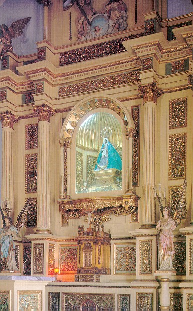 Church of Our Lady of Regla. Detail of the altar with image of Our Lady of Regla . Photo: Archives-National Monuments Commission