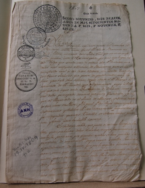 Claim by Casimiro Cortez, miner . Heritage document in the National Archive of Ecuador in the series called Mines, box 5, file: 6, number of pages 21. Photo: National Archive of Ecuador