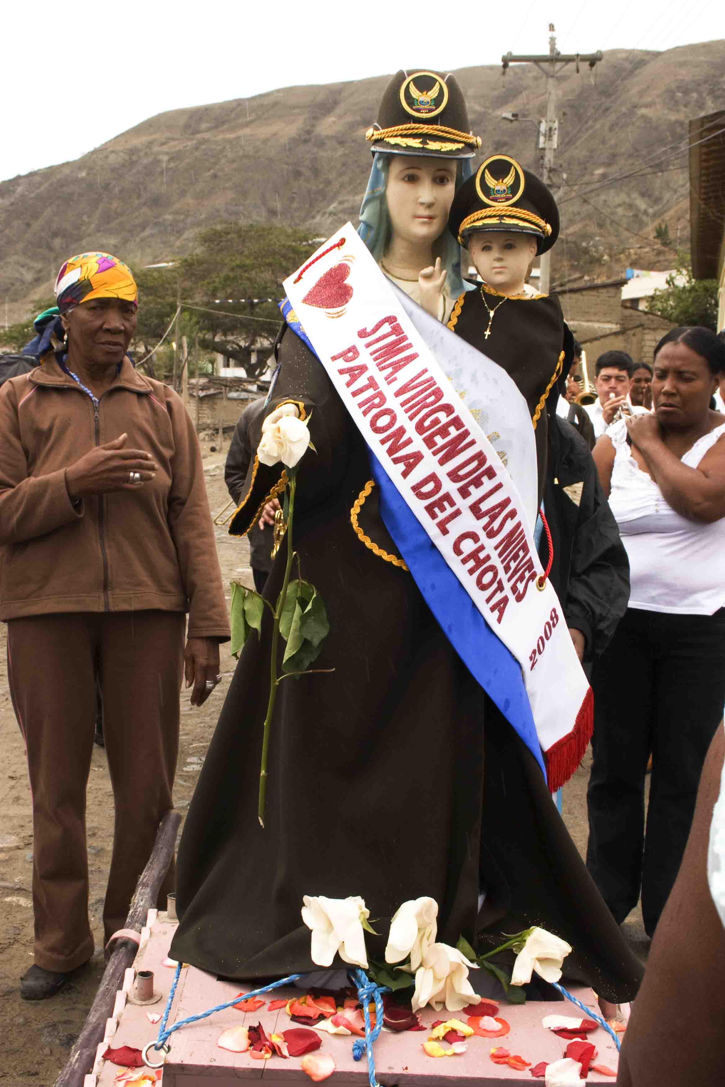 Celebration Virgen de las Nieves-Chota community. Procession of the Virgen de las Nieves. 
